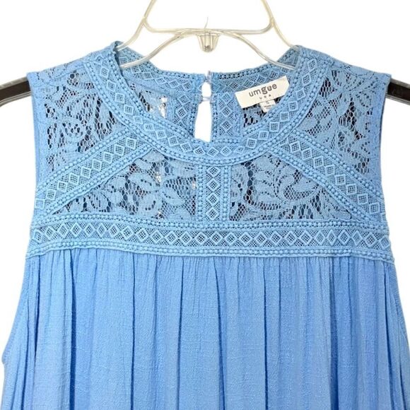 Umgee Lace Top Sleeveless Micro Mini Dress in Light Blue Women’s S - Picture 2 of 6